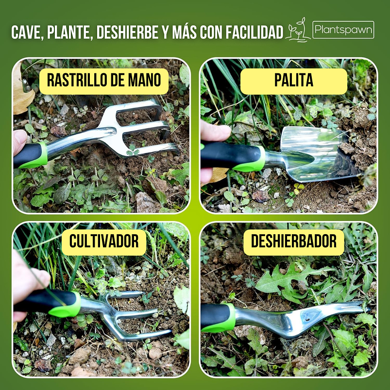 Kit Herramientas de Jardinería Huerto y Cultivo + Bolso Organizador 8