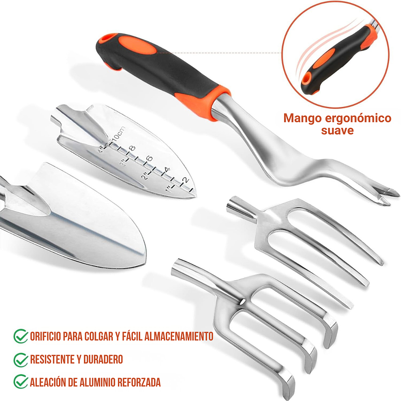 Kit De Herramientas De Jardín 8 Piezas Resistentes Con Bolsa 7