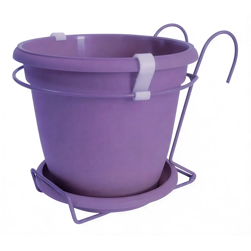 Maceta Plástica Colores Soporte Balcón Más plato 18cm Diámetro x15cm 3