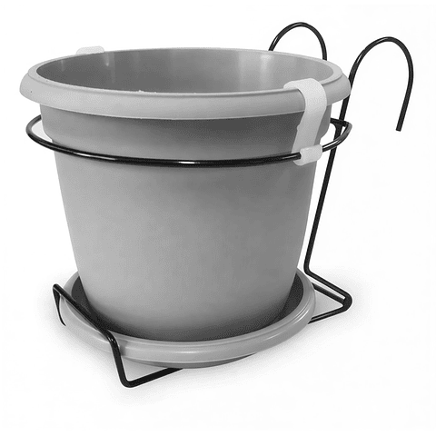 Maceta Plástica Colores Soporte Balcón Más plato 18cm Diámetro x15cm