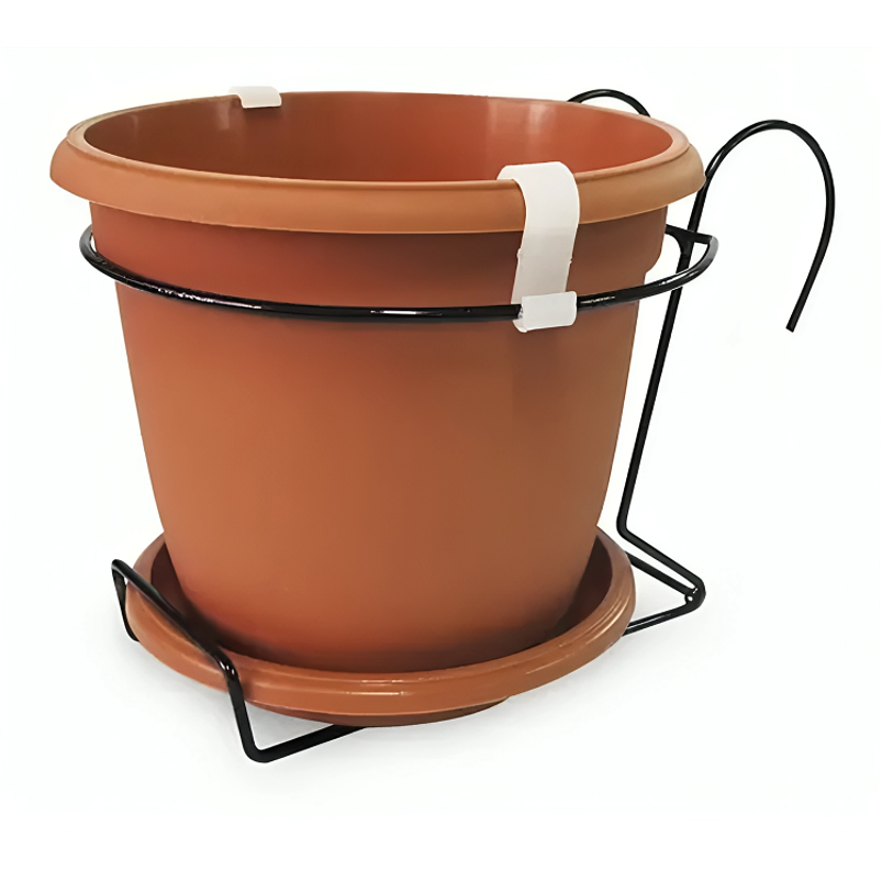 Maceta Plástica Colores Soporte Balcón Más plato 18cm Diámetro x15cm 4