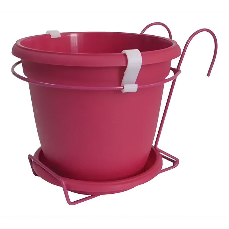 Maceta Plástica Colores Soporte Balcón Más plato 18cm Diámetro x15cm 1