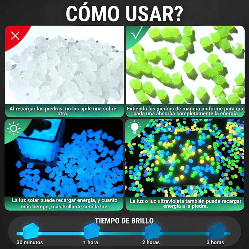 Piedras Luminosas Forma Diamante Para Decoración de Jardín X1000 Piezas Acuarios Terrarios 7