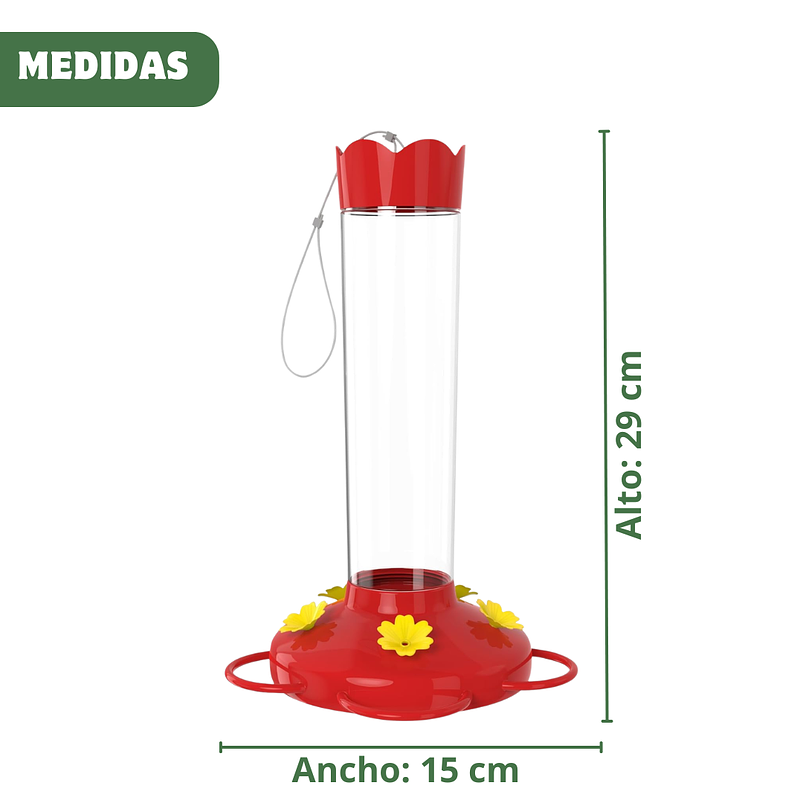Bebedero Colibries Aves en Vidrio Colgante  x20oz Gran Capacidad 3