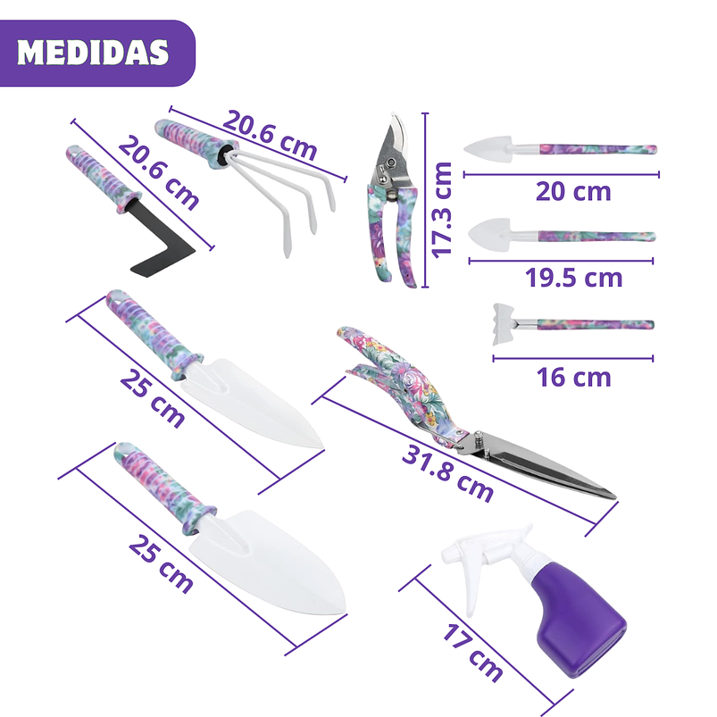 Kit Siembra Herramientas Jardín Plantas x11 Piezas Más Estuche 3