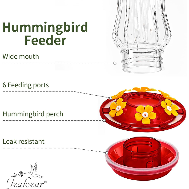 Bebedero Para Aves Jealoeur Colibries Rojo 530ml  6