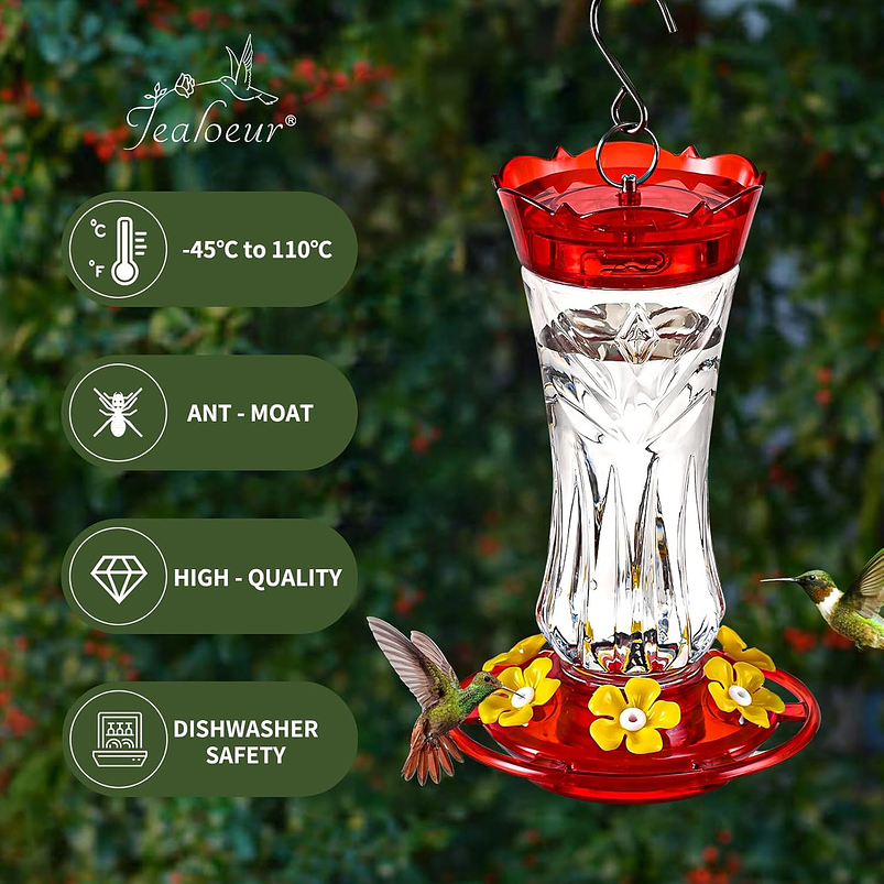 Bebedero Para Aves Jealoeur Colibries Rojo 530ml  8