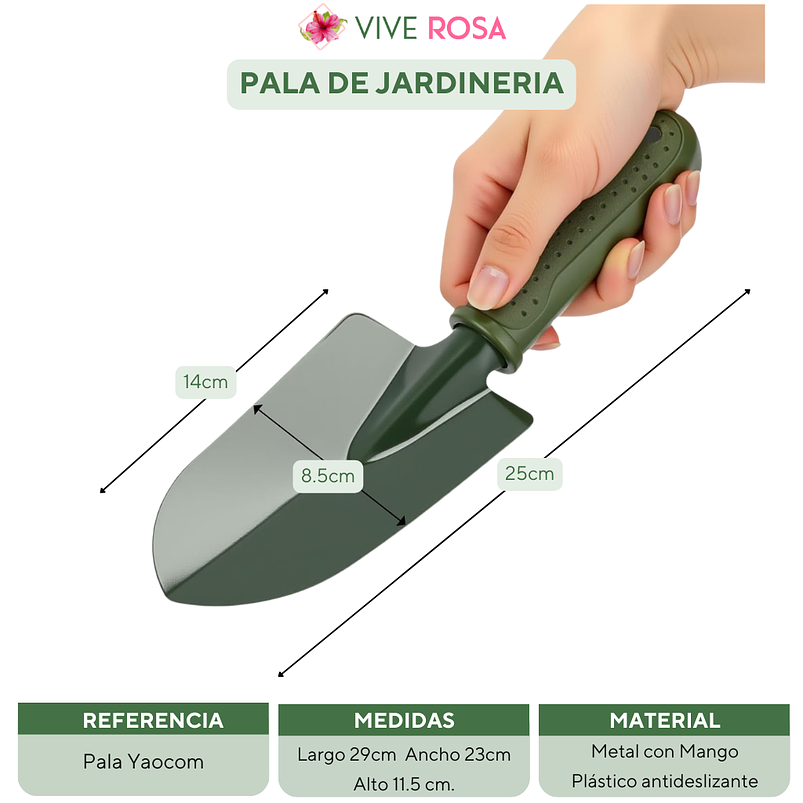 Pala De Mano Para Jardinería Metal Con Mango De Plástico  3