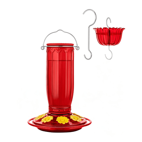 Bebedero Premiun De Aves Colibries en Vidrio Colgante 8 Puertos de Alimentacion