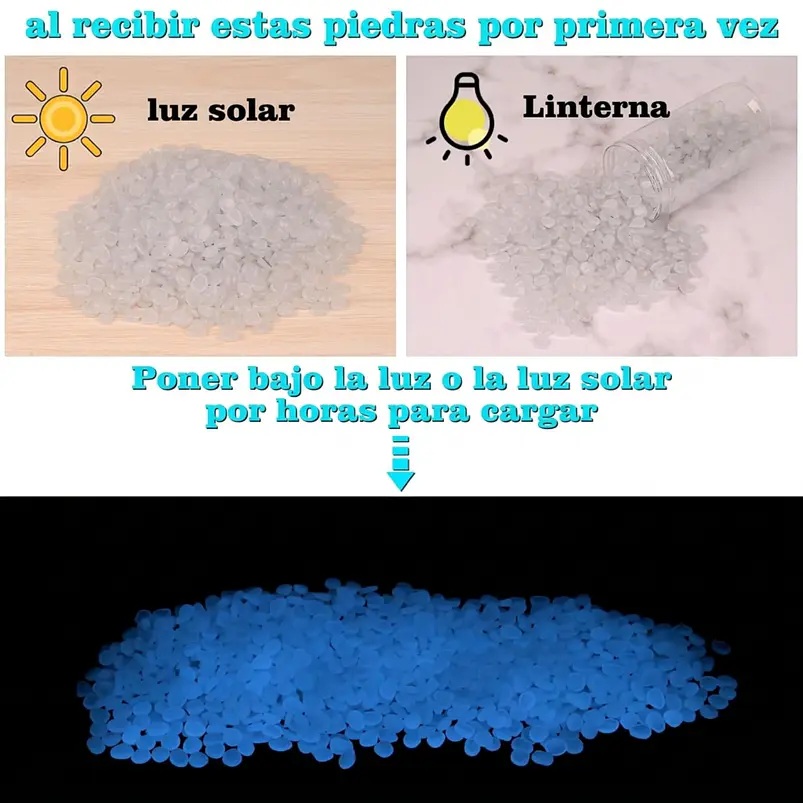 Piedras Luminosas Decorativas Para Jardin de Hadas Pesceras/Acuario X1000pz 4