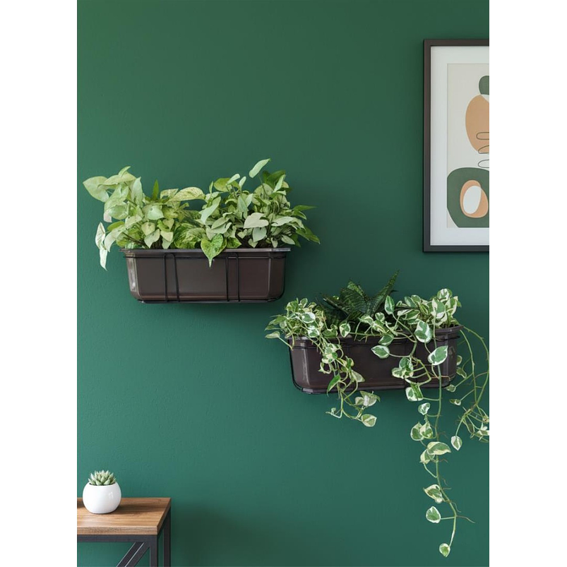 Maceta Jardinera Rectangular Roma Más Soporte Metálico Pared 7