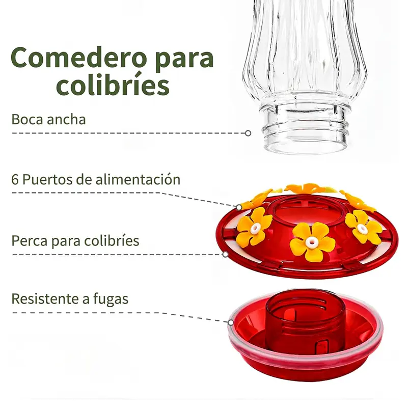 Bebedero Para Aves Colibríes Plástico Colgante Patio y Jardines 6