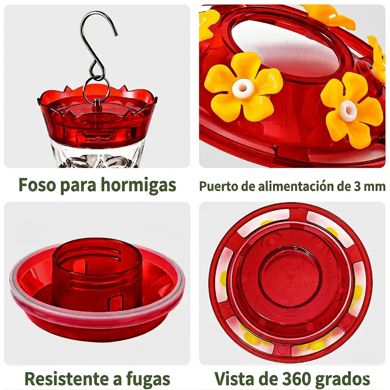 Bebedero Para Aves Colibríes Plástico Colgante Patio y Jardines 7