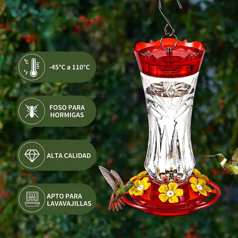 Bebedero Para Aves Colibríes Plástico Colgante Patio y Jardines 8