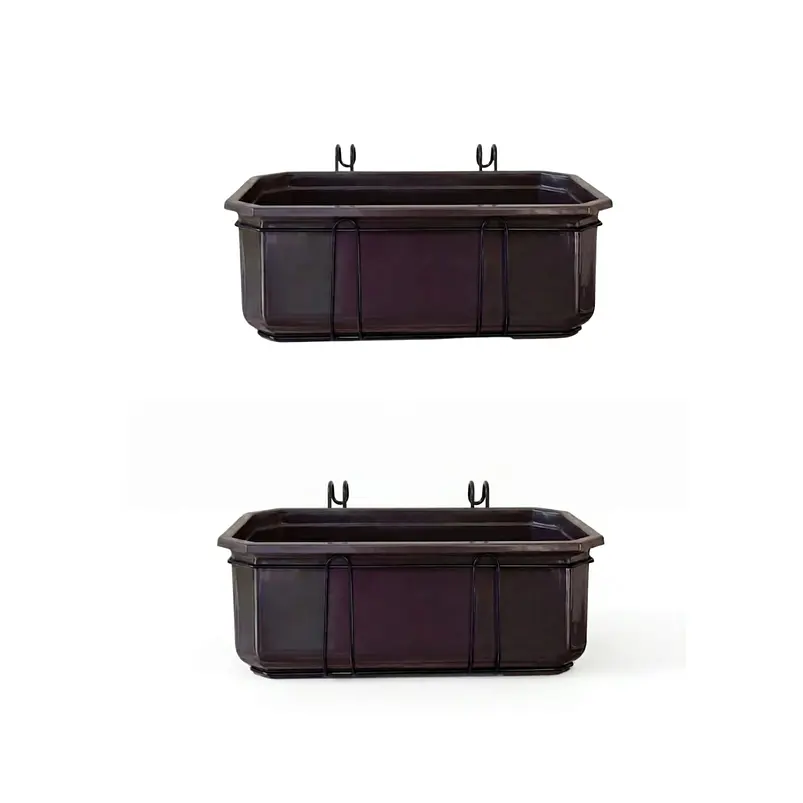 Maceta Jardinera Rectangular Roma Más Soporte Metálico Pared 3