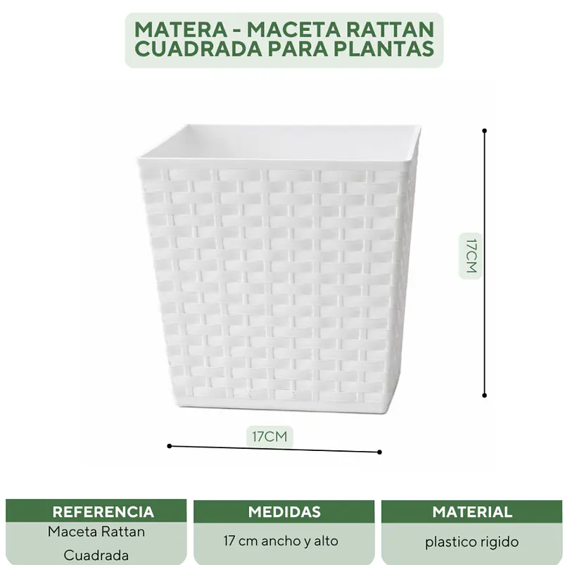 Matera - Maceta Rattan Cuadrada Para Plantas 4
