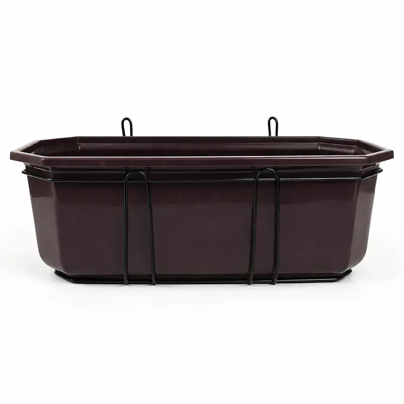 Maceta Jardinera Rectangular Roma Más Soporte Metálico Pared 2