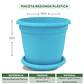 Matera Maceta Redonda Plástica 25cm Diámetro x22cm Alto Más Plato - Miniatura 17