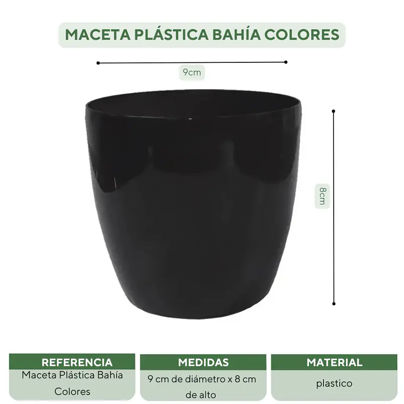 Maceta Plástica Bahía Colores 9cm Diámetro x8cm Alto Fina 16