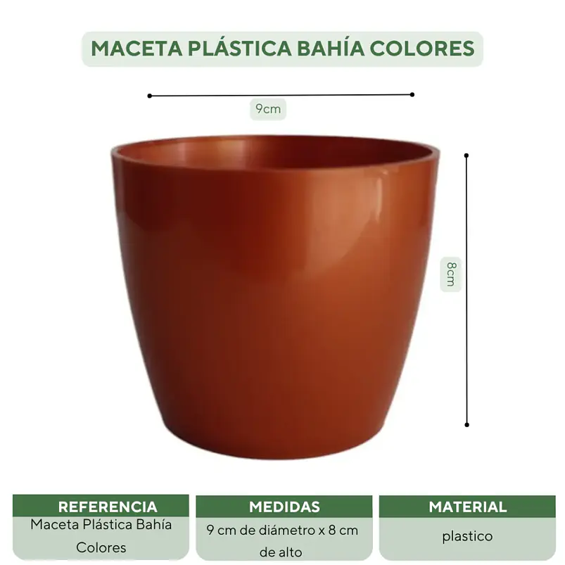 Maceta Plástica Bahía Colores 9cm Diámetro x8cm Alto Fina 20