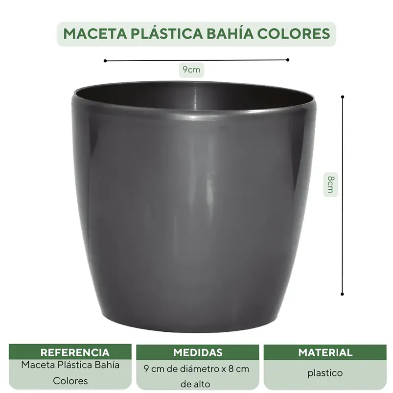 Maceta Plástica Bahía Colores 9cm Diámetro x8cm Alto Fina 21