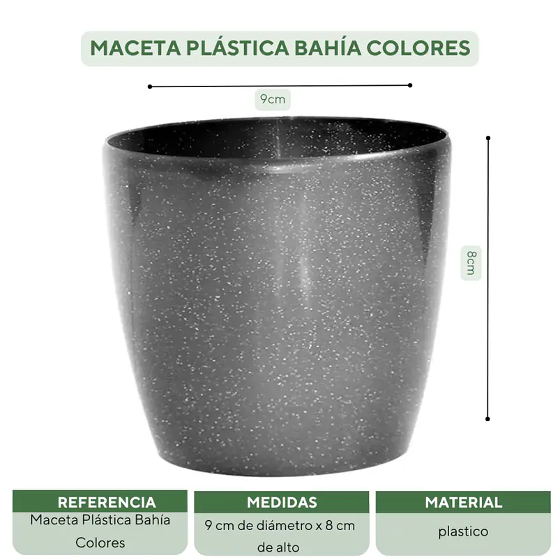 Maceta Plástica Bahía Colores 9cm Diámetro x8cm Alto Fina 25