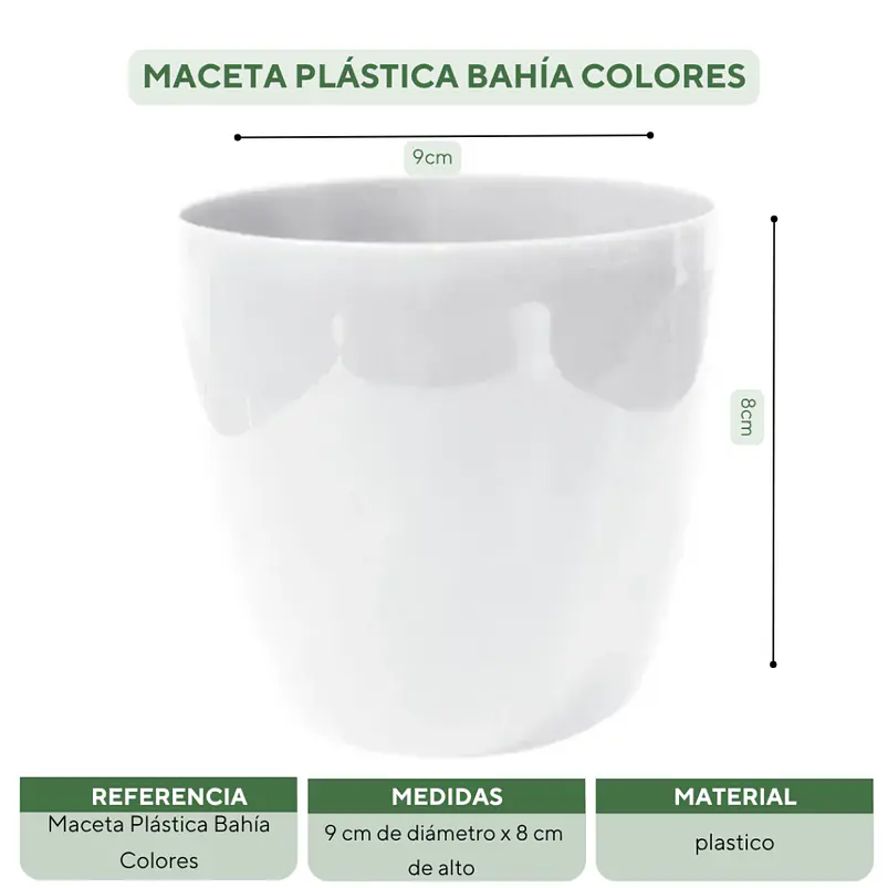 Maceta Plástica Bahía Colores 9cm Diámetro x8cm Alto Fina 26