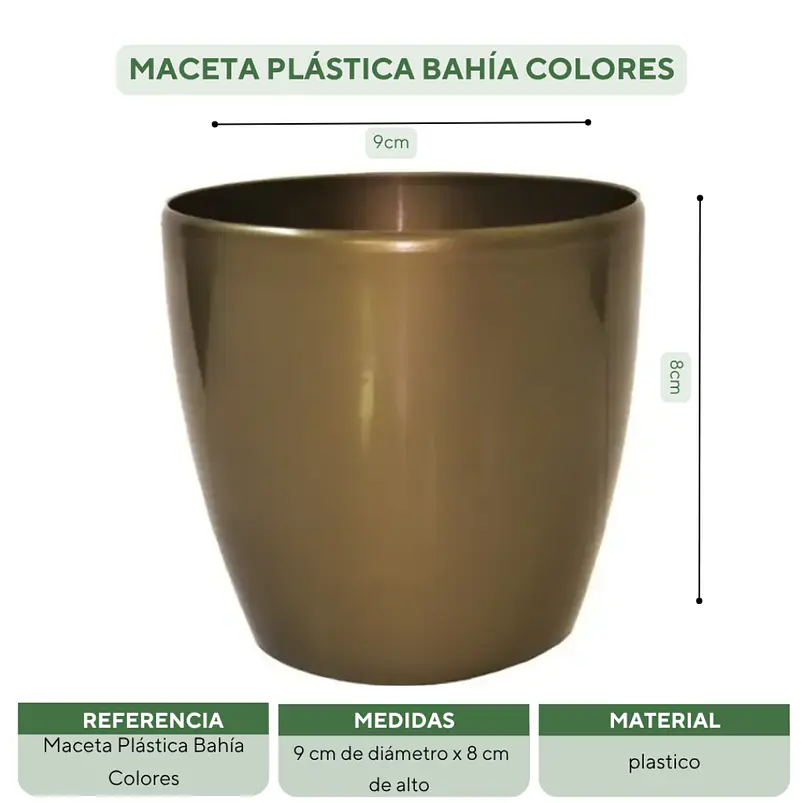 Maceta Plástica Bahía Colores 9cm Diámetro x8cm Alto Fina 27