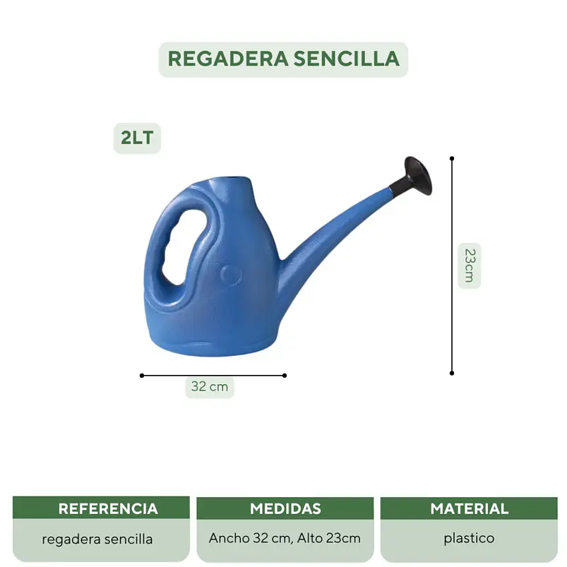Regadera De Plantas, Huerto, Jardin Plastica Sencilla x2 Litros 9