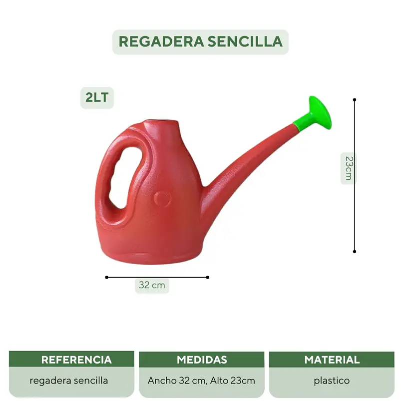Regadera De Plantas, Huerto, Jardin Plastica Sencilla x2 Litros 10