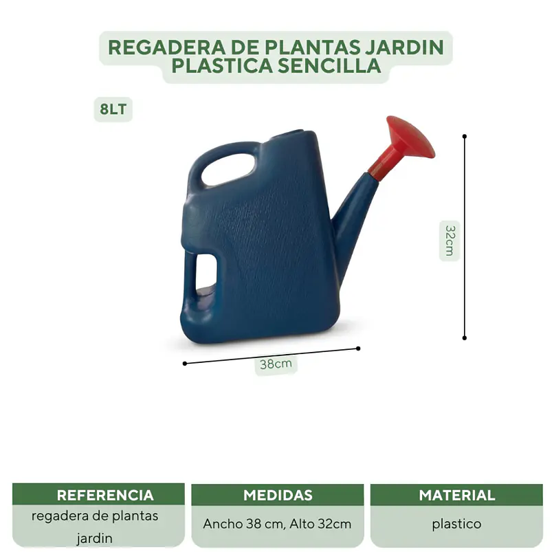 Regadera de Plantas, Huerto y Jardin Plastica Sencilla x 8 Litros 9