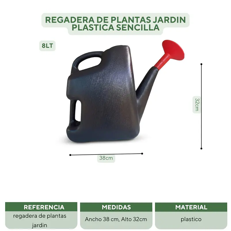 Regadera de Plantas, Huerto y Jardin Plastica Sencilla x 8 Litros 8