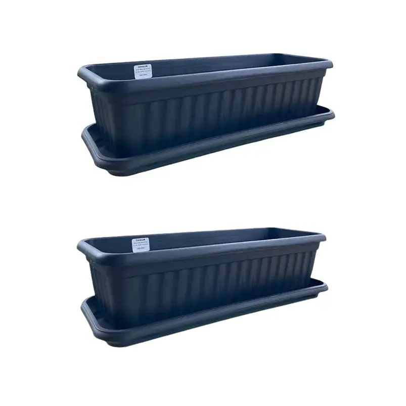 Maceta Plástica Rectangular x 2 Unidades de 45 centímetros Largo Más Plato 5