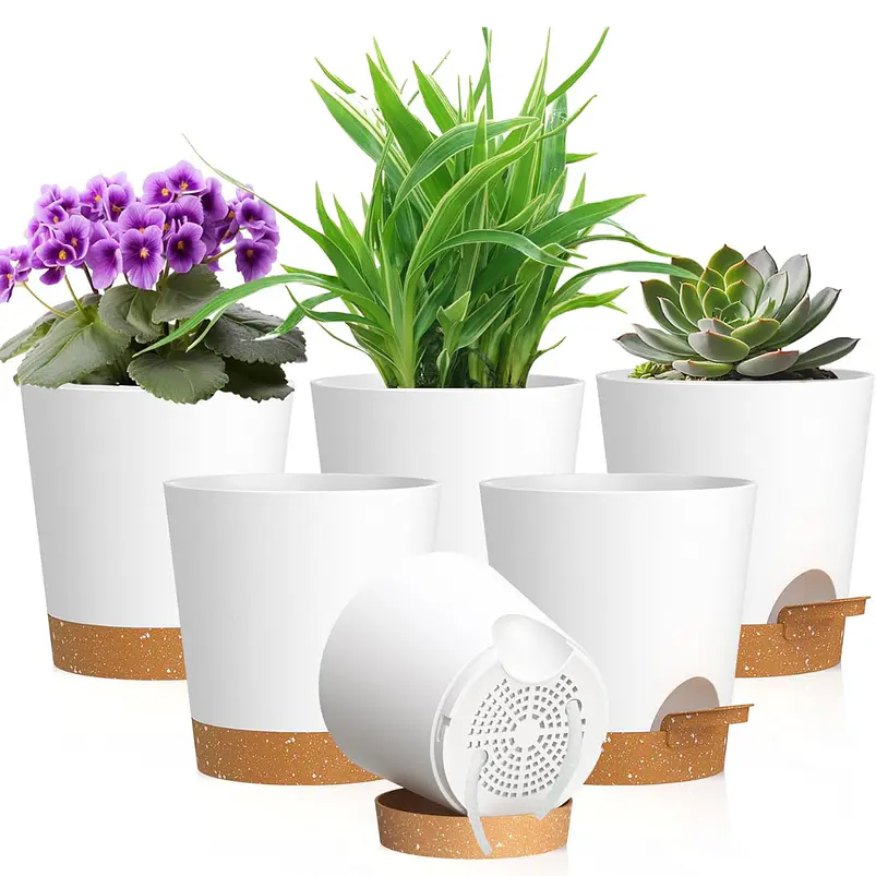 Macetas Autoriego 10cm Con Drenaje y Plato Extraíble x6 Unidades 2