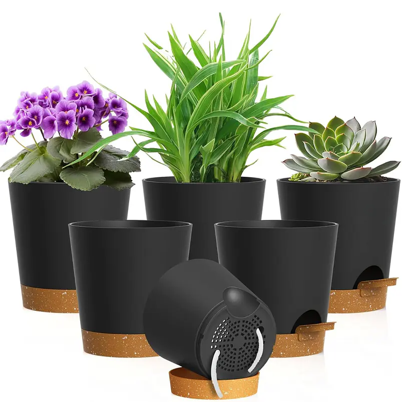 Macetas Autoriego 10cm Con Drenaje y Plato Extraíble x6 Unidades 4