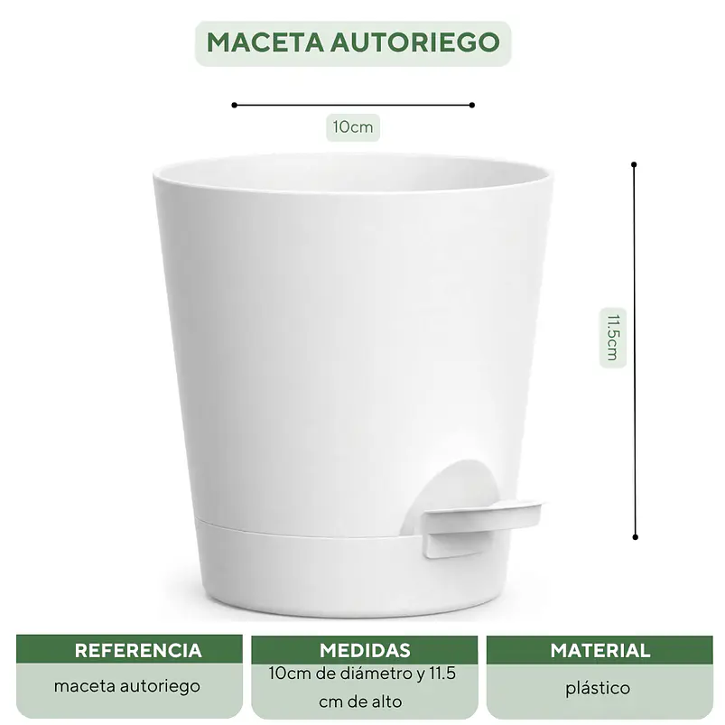 Macetas Autoriego 10cm Con Drenaje y Plato Extraíble x6 Unidades 6