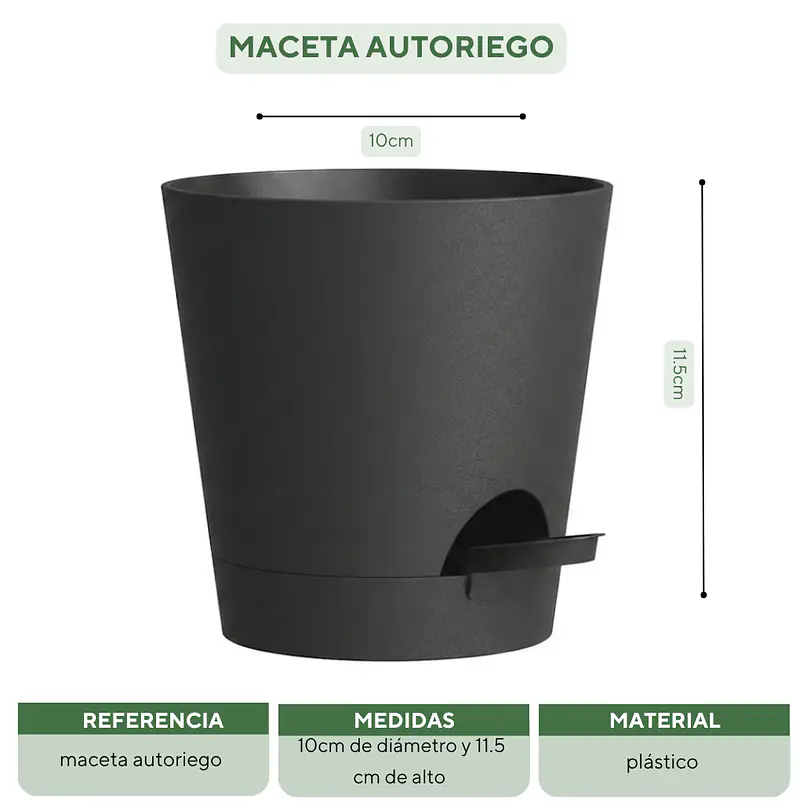 Macetas Autoriego 10cm Con Drenaje y Plato Extraíble x6 Unidades 8