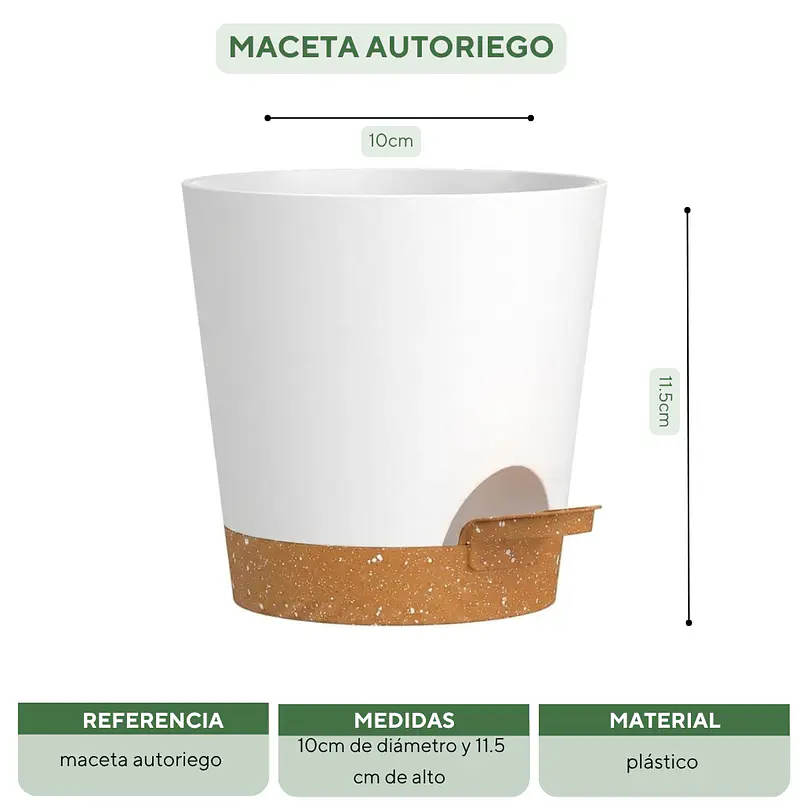 Macetas Autoriego 10cm Con Drenaje y Plato Extraíble x6 Unidades 7
