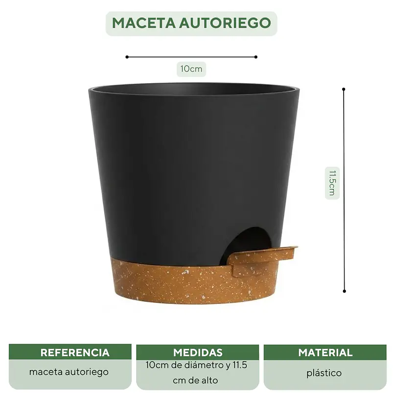 Macetas Autoriego 10cm Con Drenaje y Plato Extraíble x6 Unidades 9