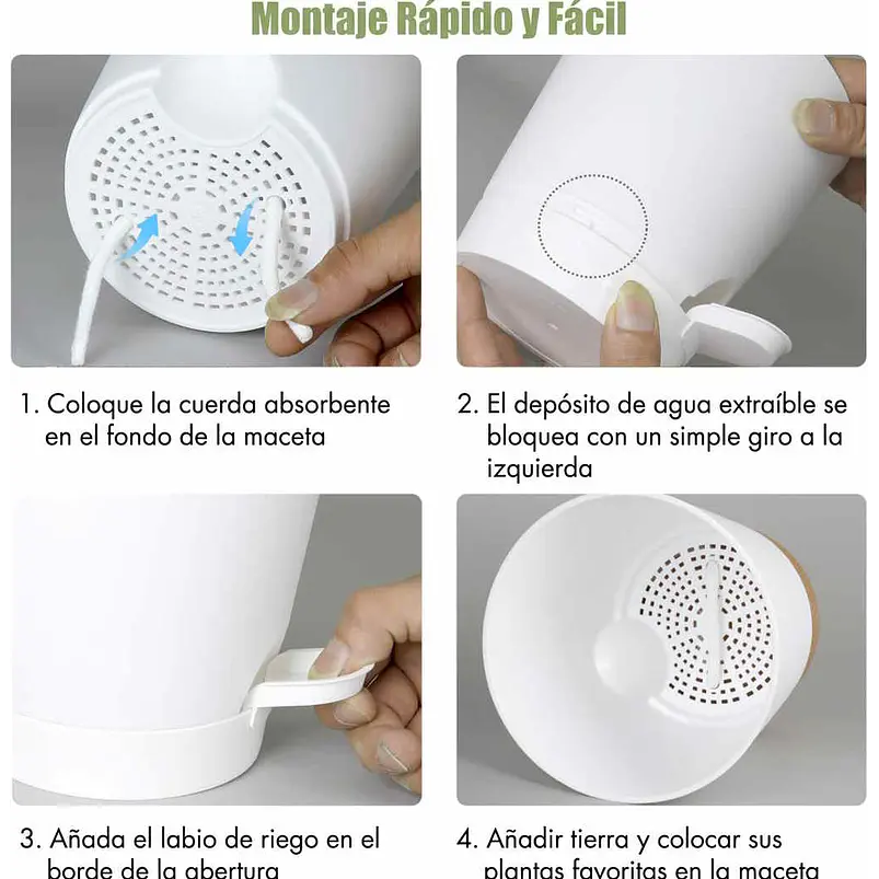 Macetas Autoriego 10cm Con Drenaje y Plato Extraíble x6 Unidades 12