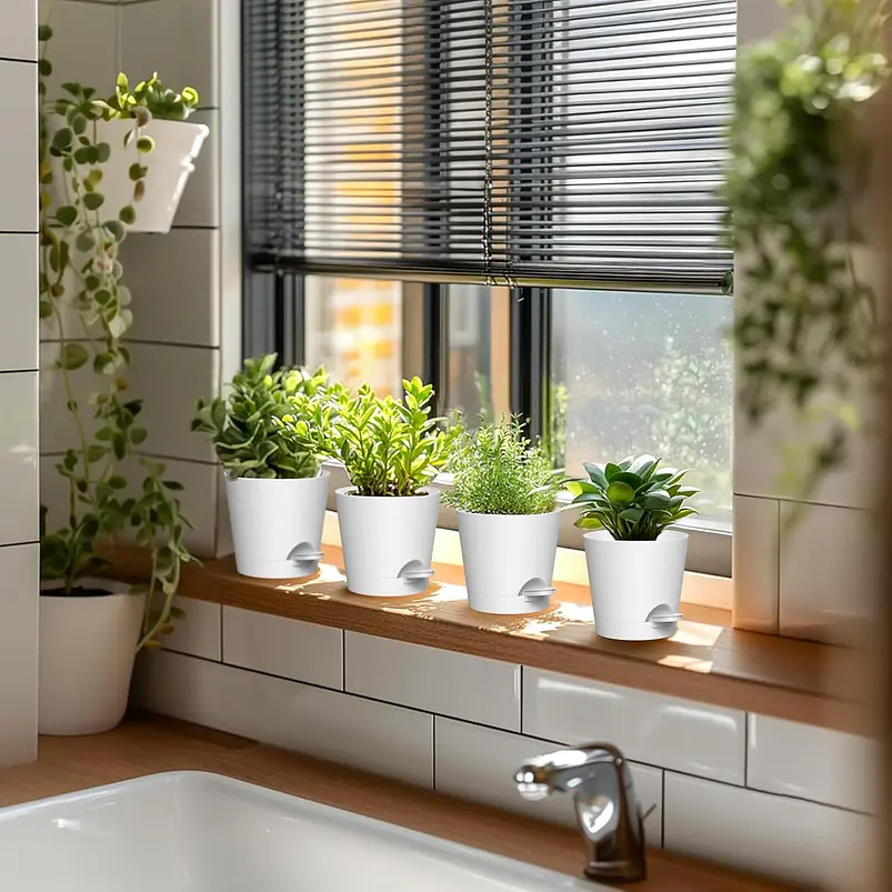 Macetas Autoriego 10cm Con Drenaje y Plato Extraíble x6 Unidades 15