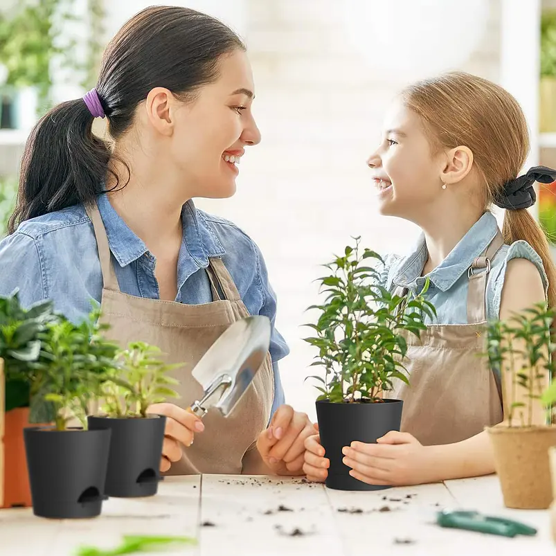 Macetas Autoriego 10cm Con Drenaje y Plato Extraíble x6 Unidades 18