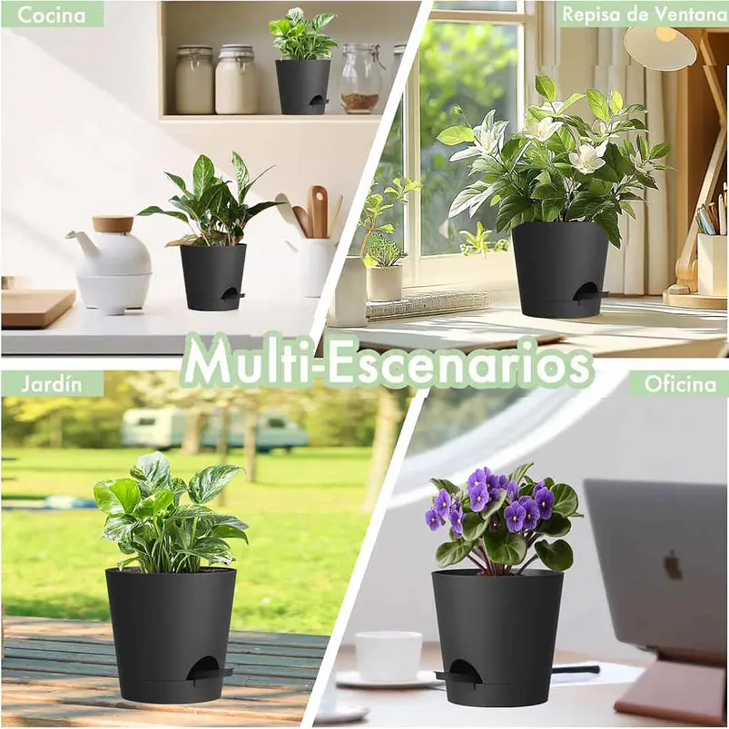 Macetas Autoriego 10cm Con Drenaje y Plato Extraíble x6 Unidades 19