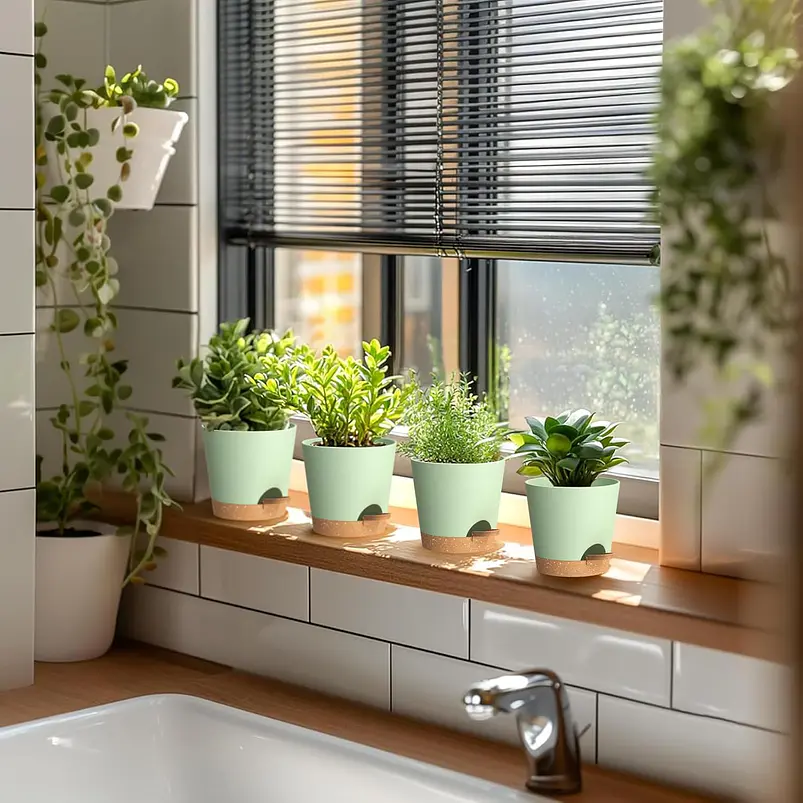 Macetas Autoriego 10cm Con Drenaje y Plato Extraíble x6 Unidades 22