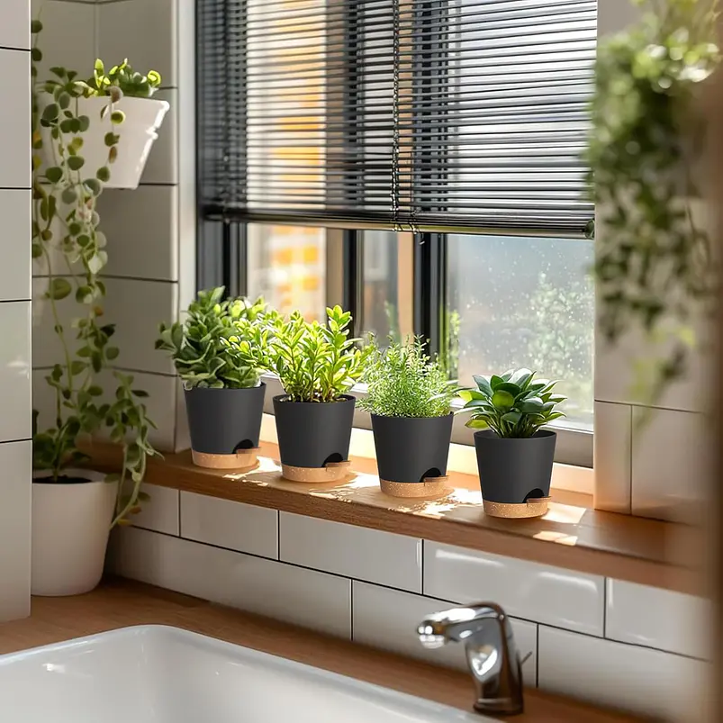 Macetas Autoriego 10cm Con Drenaje y Plato Extraíble x6 Unidades 23