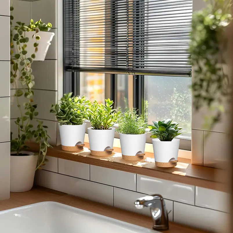 Macetas Autoriego 10cm Con Drenaje y Plato Extraíble x6 Unidades 24