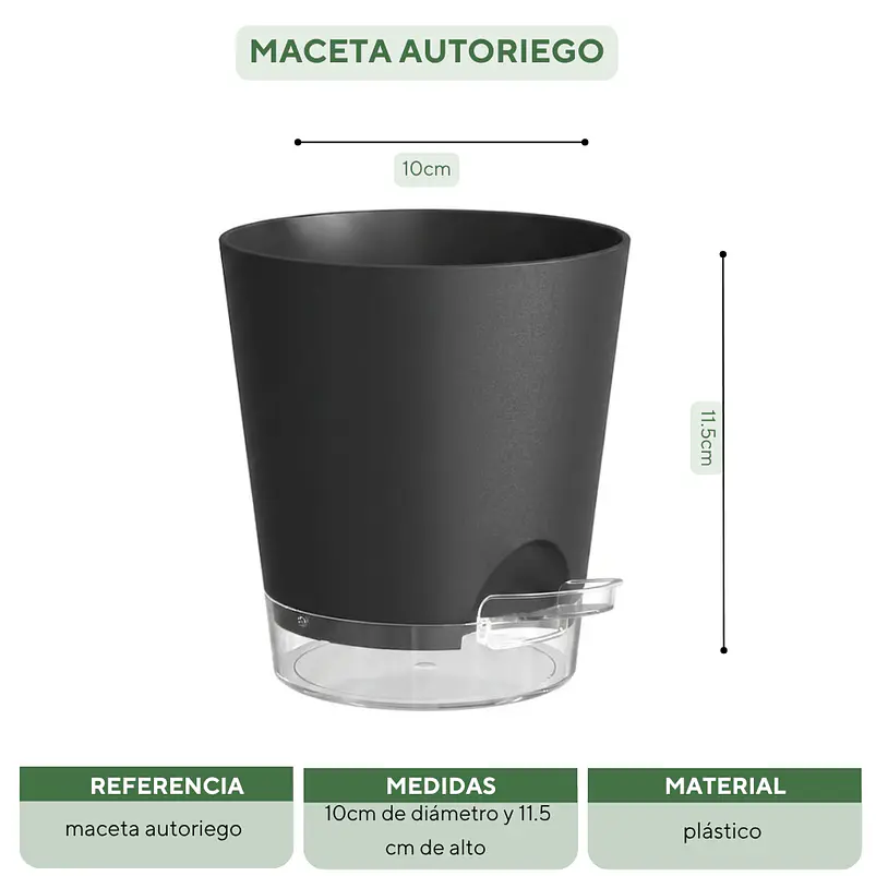 Macetas Autoriego 10cm Con Nivel De Agua Visible x5 Unidades 5