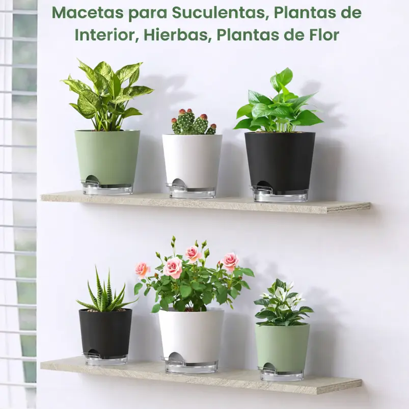 Macetas Autoriego 10cm Con Nivel De Agua Visible x5 Unidades 11