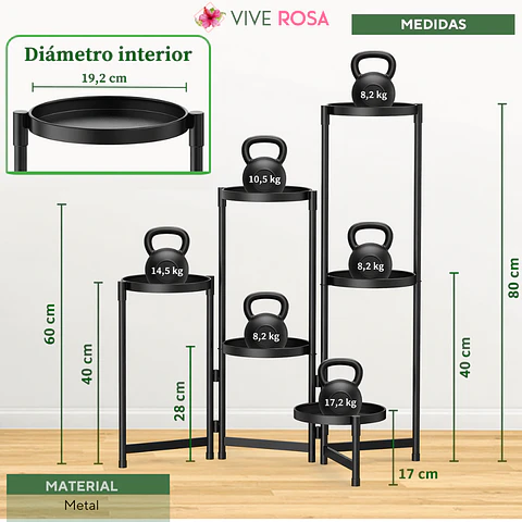 Soporte De Plantas Estante Plegable Metalico Con 6 Puestos de Macetas
