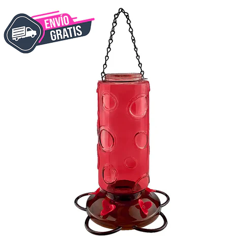 Bebedero Colibríes Vidrio Rojo 900mL